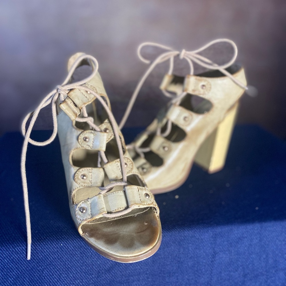 Charlotte Russe Beige Lace-Up Heels